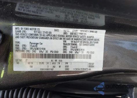 2016 Ford Focus S из США, поврежденный, VIN 1FADP3E26GL207998